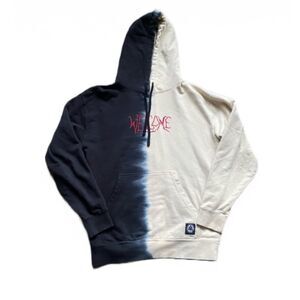 WELCOME TWO TONED HOODIE SWEATSHIRT EMBROIDERED SIZE MEDIUM